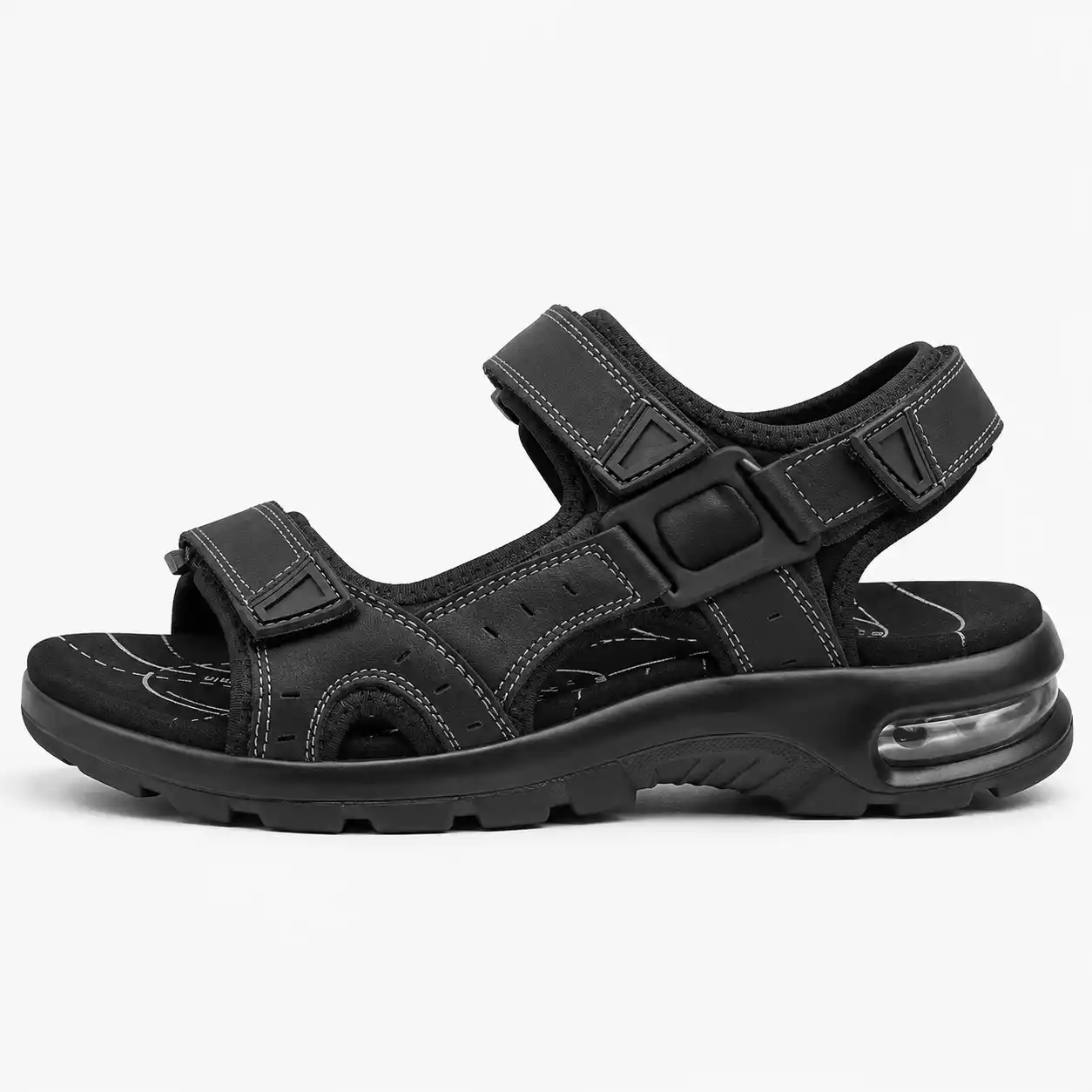 Men's All Black Multi Strap Sandals