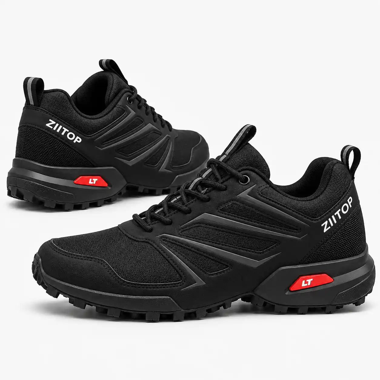 Men's Black Patterned Trail Shoes - Image 2
