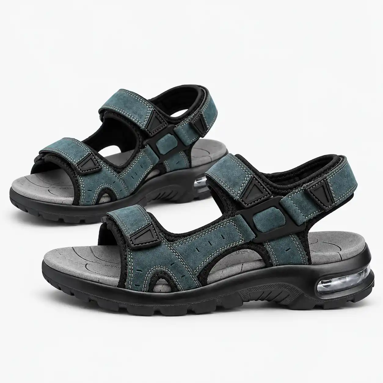 Men's Grey Blue Multi Strap Sandals - Image 2